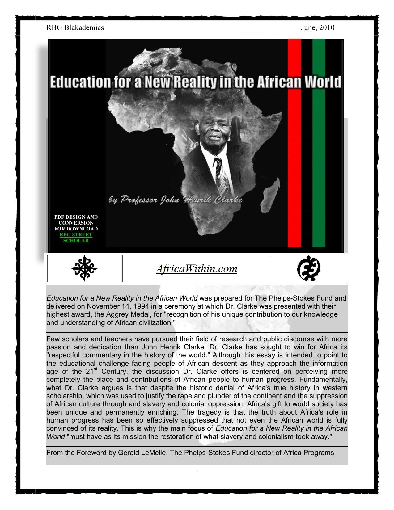 Download and Read Education for a New Reality in the African World by Dr. John Henrik Clarke (E-Book) Free with subscription.