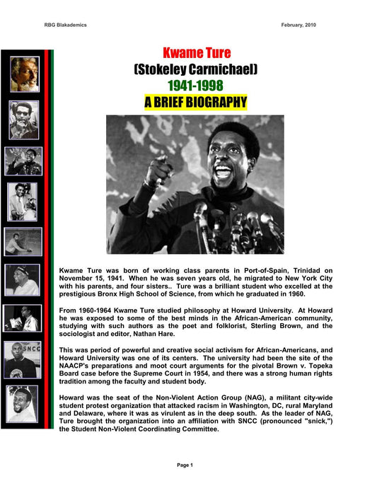 Download and Read **Kwame Ture (Stokely Carmichael): A Brief Biography** by RBG Blakademicsp (E-Book) Free with subscription.