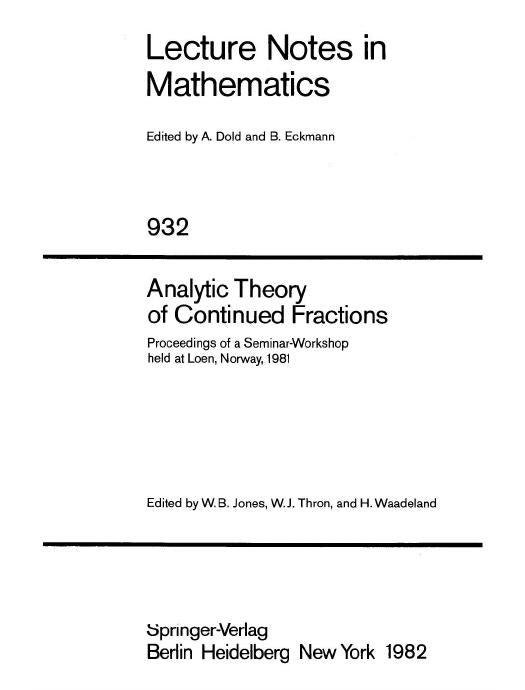 Download and Read Analytic Theory of Continued Fractions Proceedings by 4<8=8AB@0B>@ (E-Book) Free with subscription.