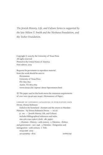 Download and Read Exiled in the Homeland: Zionism and the Return to Mandate Palestine by Donna Robinson Divine (E-Book) Free with subscription.