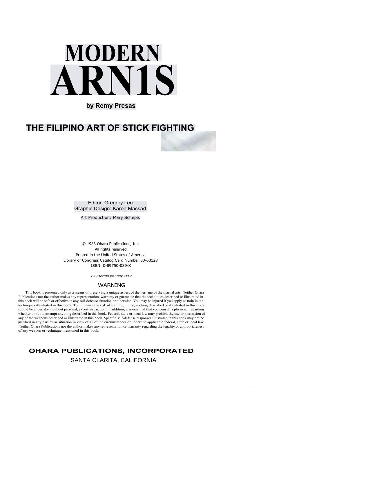 Download and Read Modern Arnis by The Filipino Art of Stick Fighting (E-Book) Free with subscription.