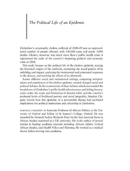 Download and Read The Political Life of an Epidemic: Cholera, Crisis and Citizenship in Zimbabwe by Simukai Chigudu (E-Book) Free with subscription.